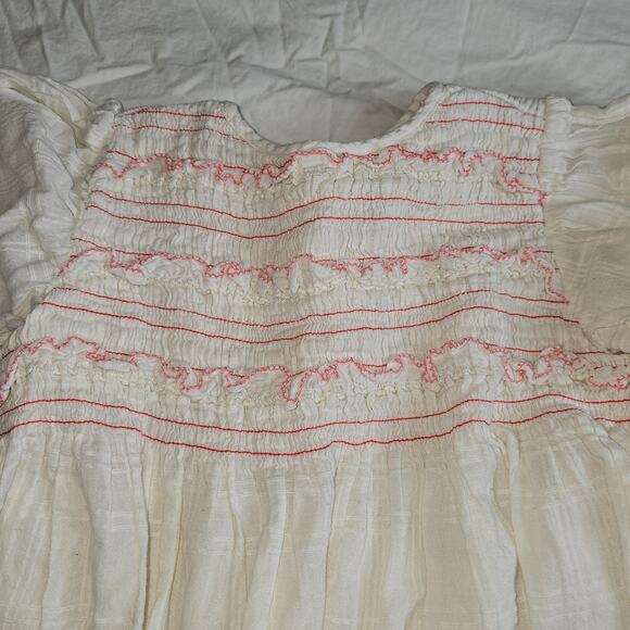 Zara Girls White Smocked Dress Short Sleeve Sz 4-5 - Picture 4 of 8